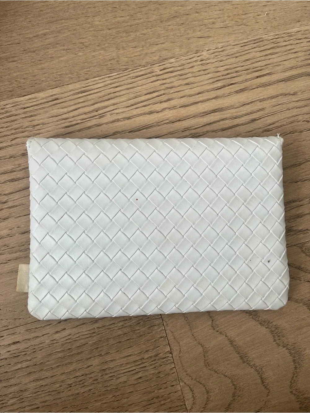 ipsy White Woven Envelope Clutch with Gold Button